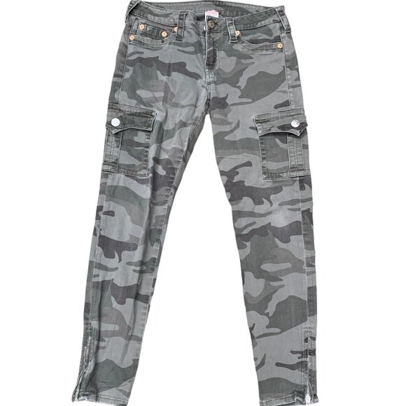 Vintage True Religion Jeans Size 29 CARGO LEGGINGS Camo - Picture 1 of 6